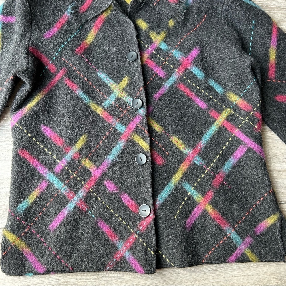 Talbots Abstract Printed Pure  Wool Felted Jacket - Picture 9 of 15